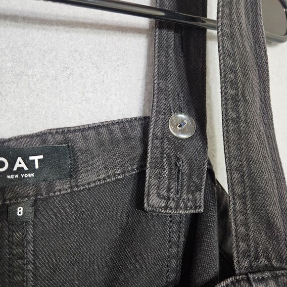 OAT aged Black Volcano Denim Overalls Wide Crop Artsy Boho Size 8 No Belt - Picture 6 of 12